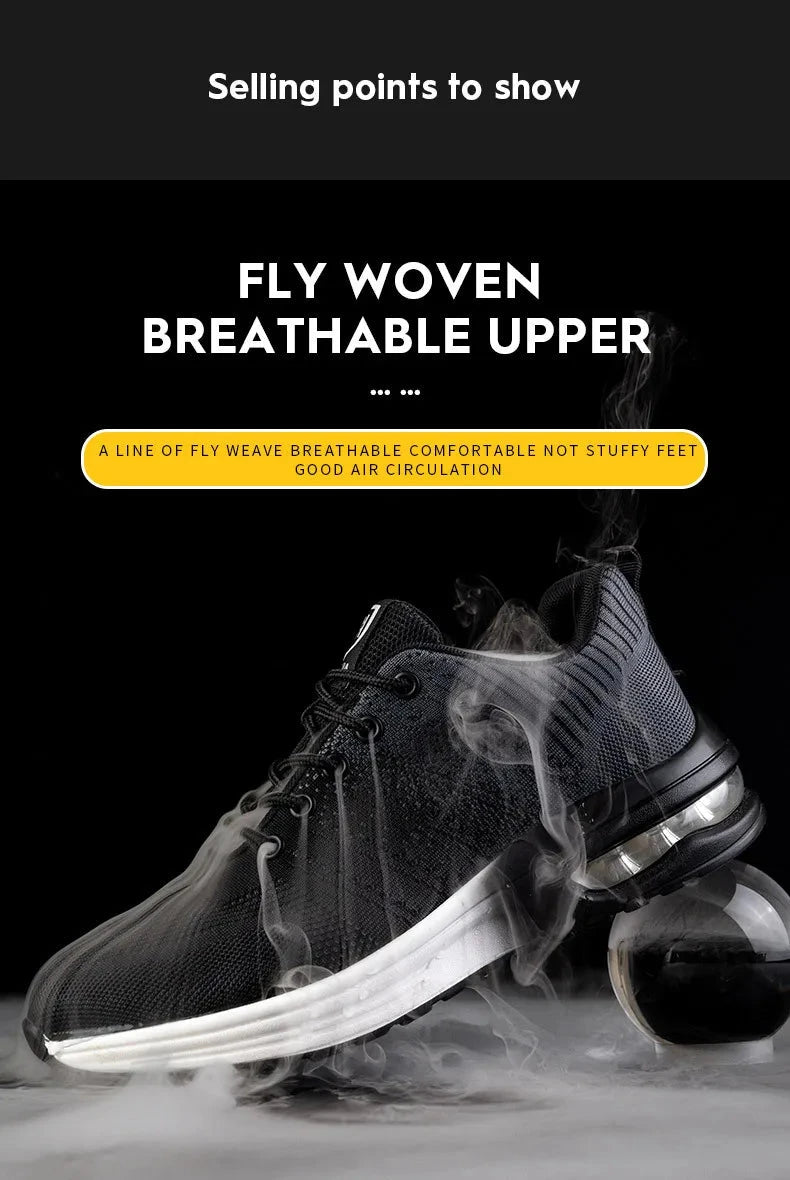 Lightweight Safety Shoes Women Men Air Cushion Work Sneakers GlowCart