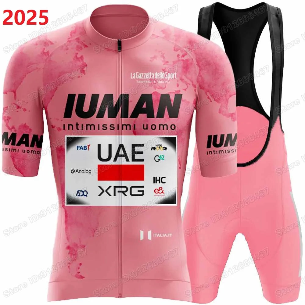 2025 Yellow Pink UAE Team Cycling Jersey Set Slovenia Tadej Pogacar Cycling Clothing Men France TDF Road Bike Suit Bib Shorts GlowCart