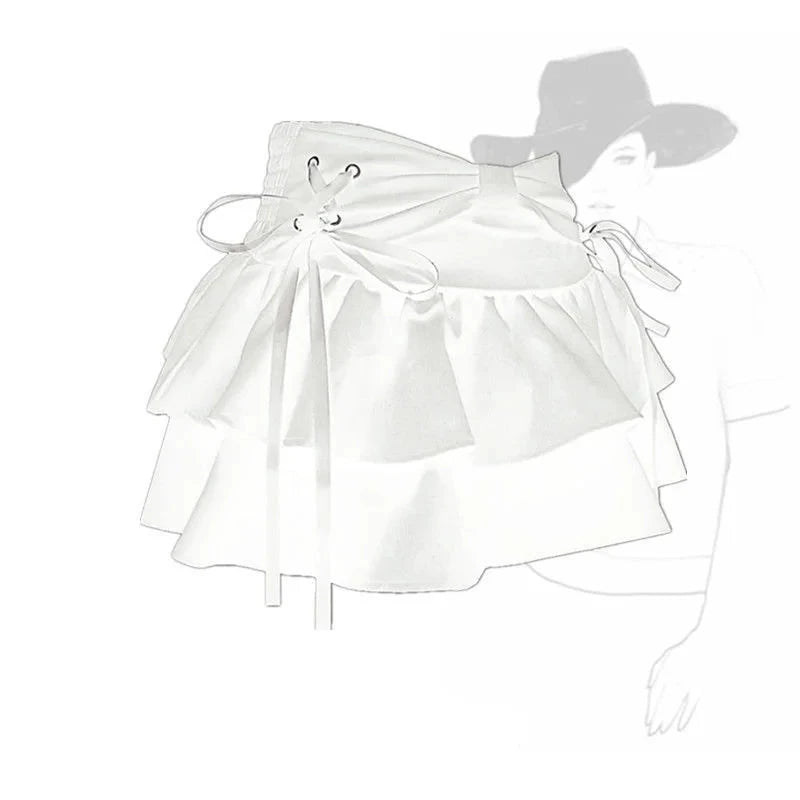 Blue Denim Pleated Skirt Bow Fold Design Women's A-line GlowCart