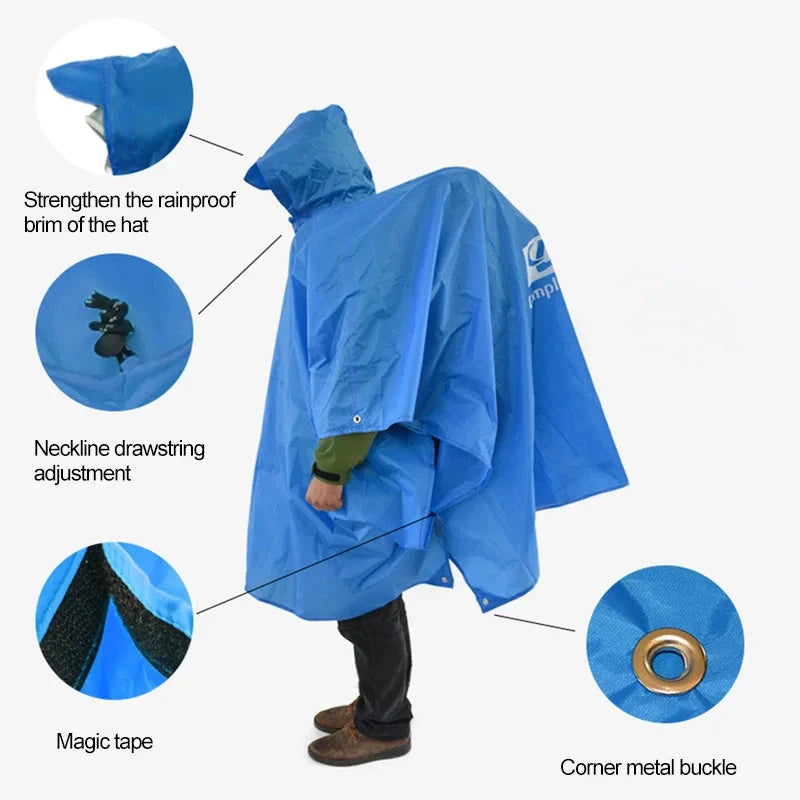 3 In 1 Waterproof Raincoat Lightweight Outdoor Hiking Rain GlowCart