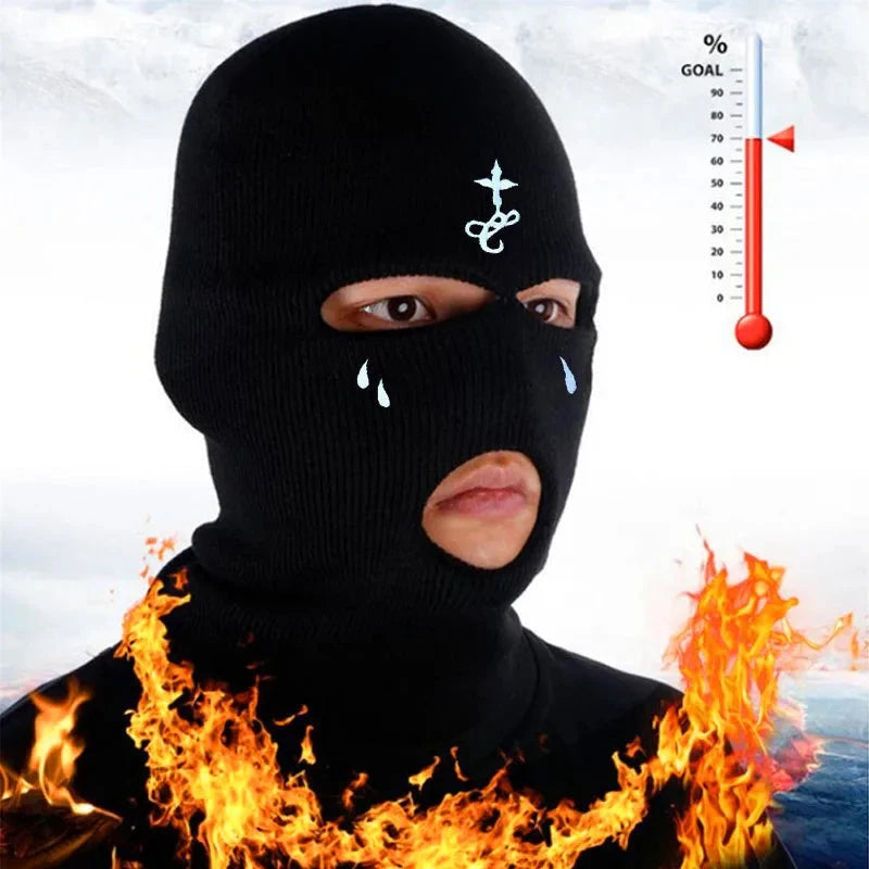 2025 Cross Embroidery Ski Mask Winter Balaclava Hat 3-Hole GlowCart