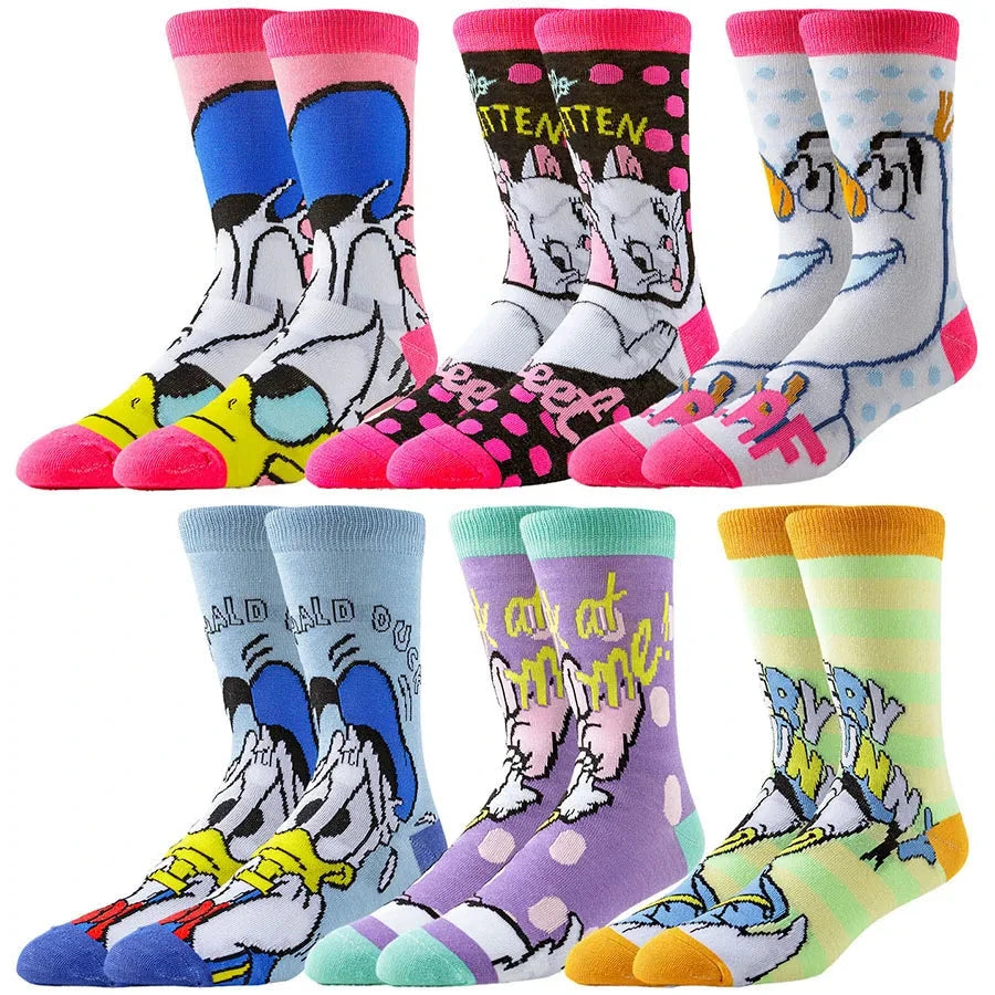 6pairs Random Color Potdemiel Disney Cartoon Anime Socks Hip GlowCart