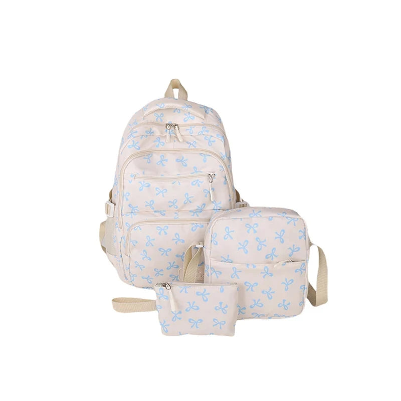 3Pcs/Set Bow Print Backpack with Crossbody Bag and Small GlowCart