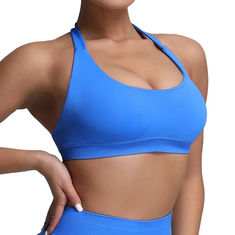 HISTELLO Impact Sports Bra Women Seamless Halter Clothes Push-up Vest Brassiere Gym Top Backless Yoga Workout Running Underwear GlowCart