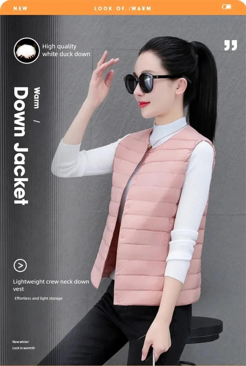 Women's Slim Fit Sleeveless Vest Ultra Lightweight White GlowCart