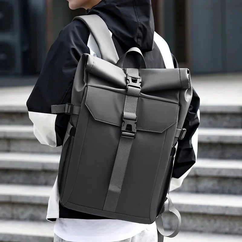 Fashion Men's Backpack Oxford Cloth Roll Top Waterproof GlowCart