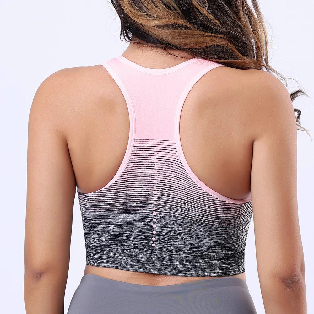 Women Sports Bra Shock-absorbing Bra Breathable Shock-proof Underwear Steel Ring Free Yoga Bra Running Vest Fitness Workout Tops GlowCart