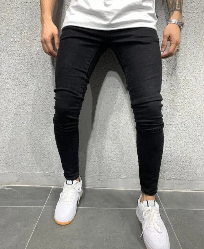 2024 Men Jeans Solid Pockets Stretch Denim Straight Pants Spring Summer Business Casual Trousers Daily Streetwear Men's Clothing GlowCart