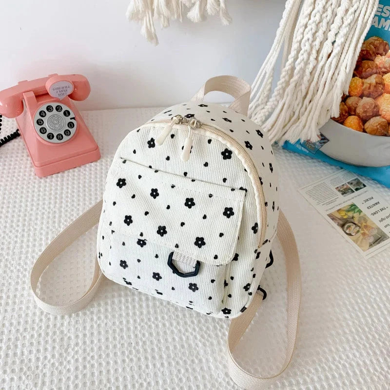 Cute Flower Print Baby Backpacks Lightweight Corduroy Mini Schoolbag for Kids Boy Girl Fashion Floral Children Shoulder Bags GlowCart