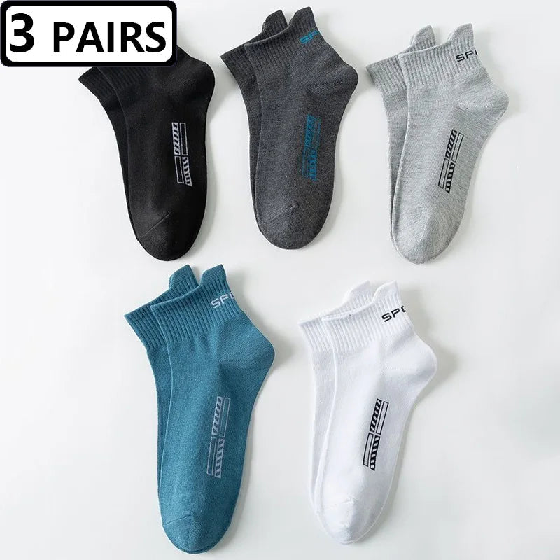 3 Pairs/lot Cotton Breathable Men's Socks Soft Sports High Quality Compression Black White Socks Mid Tube Male Socks Crew Meias GlowCart