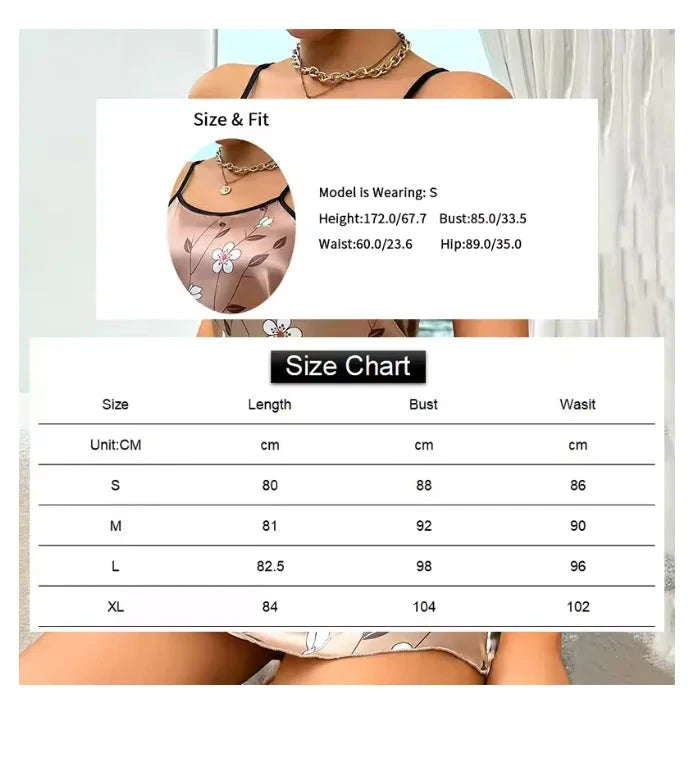 Women's Sleepwear Summer Floral Print Satin Nightgown Casual GlowCart