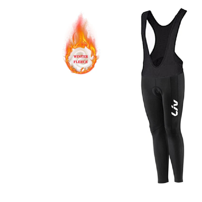 Liv Women Team Winter Fleece Long Sleeve Cycling Jersey Set Mountian Bicycle Clothes Wear Ropa Ciclismo Racing Bike Jersey Suit GlowCart