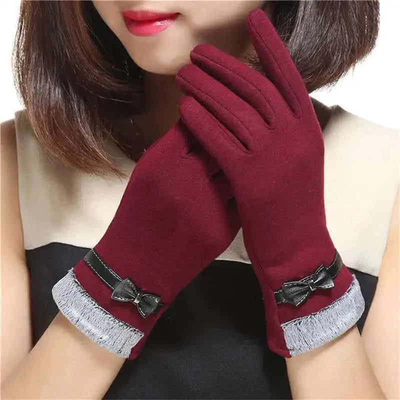 New Fashion Grace Lady Gloves Women Winter Vintage Bow-Knot GlowCart