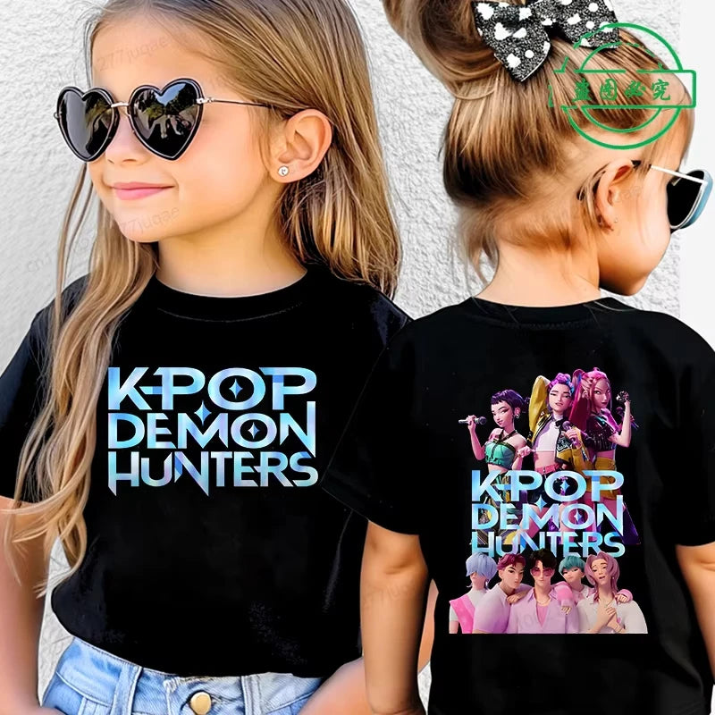 KPop Demon Hunters Saja Boys Kids Clothing Summer Cartoon Derpy Tiger Clothes Fashion Boys T-shirt Cotton Children's T Shirts GlowCart