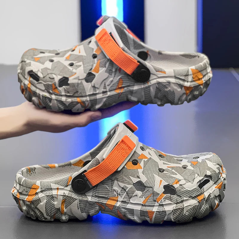 Shoes Men's Clogs Slippers Sandals 46 47 Male Garden Shoes Flat Camouflage Sandals Male Big Size Outdoor Flip Flops Home Clogs GlowCart