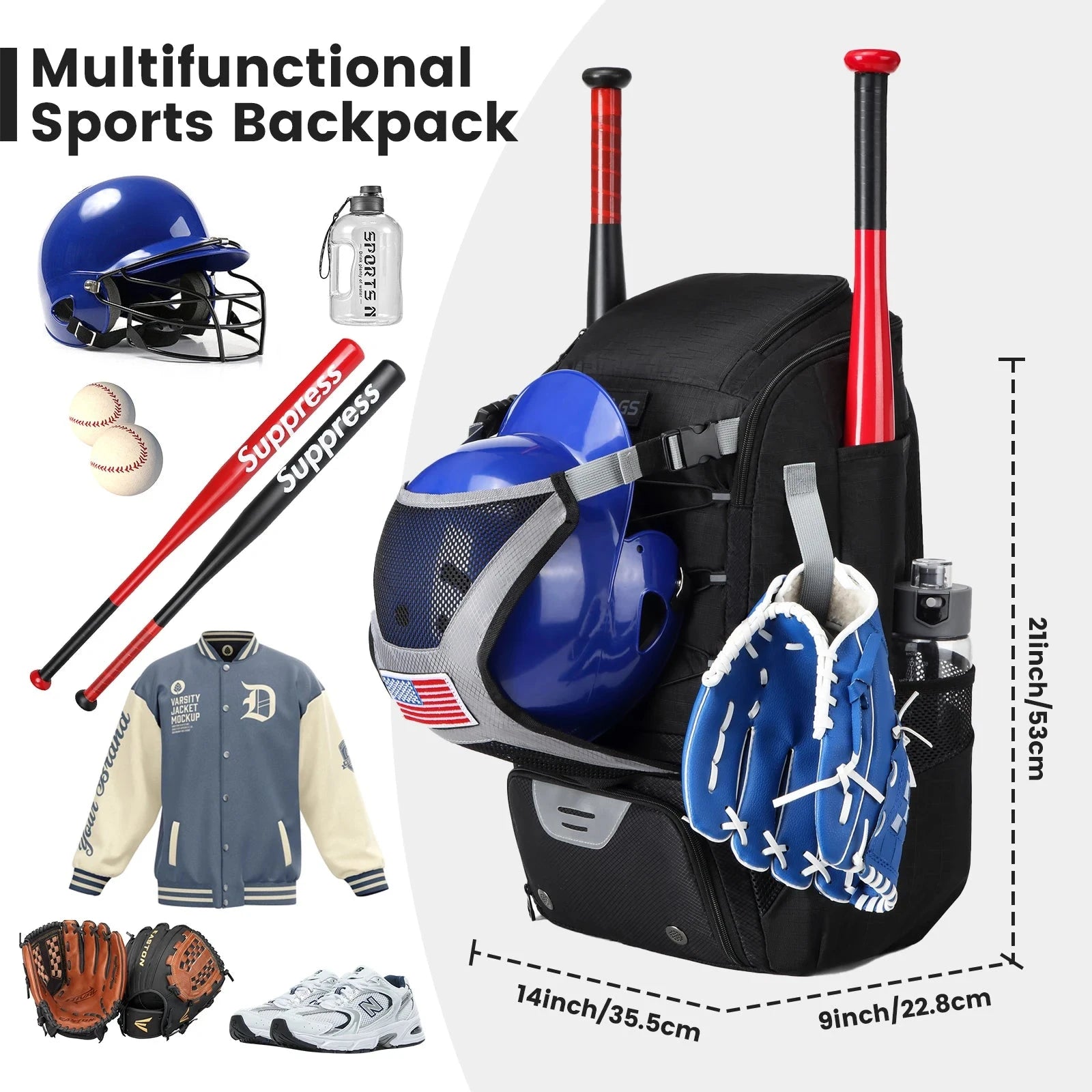 Baseball Equipment Bag Baseball Backpack with Shoe GlowCart