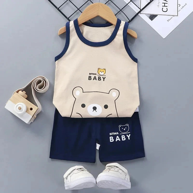 Children Sets Kids Clothes Boys Girls Vest Suit  Summer GlowCart