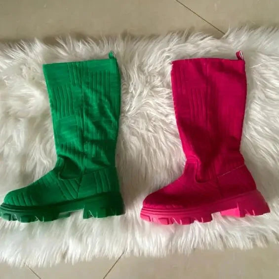 Luxury brand 2025 new women thick-soled thick-heeled warm GlowCart