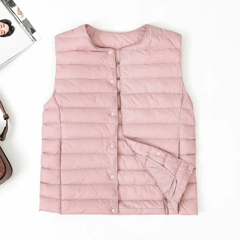 Women's Slim Fit Sleeveless Vest Ultra Lightweight White GlowCart