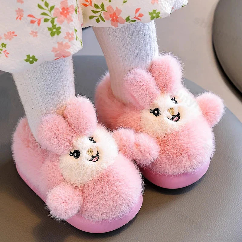 Children Cotton Shoes 2025 Winter Plush Cotton Slippers Boys Girls Cute Cartoon Comfort Anti Slip Indoor Warm Cold-proof Shoes GlowCart