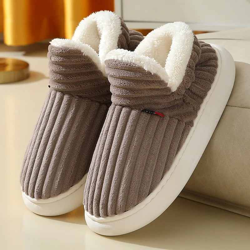 Smile PoP Winter Plush Men Cotton Shoes Warm Plush Men House Slippers Outdoor Soft Non Slip Women's Shoes Casual Furry Men Shoes GlowCart
