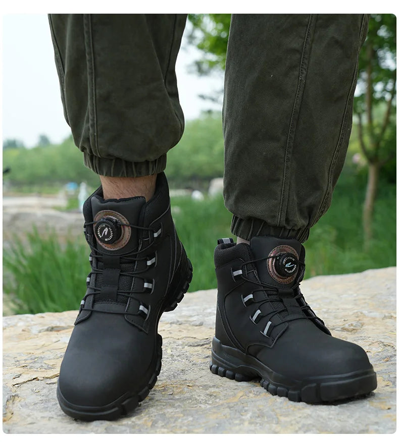 Rotating Button Work Shoes for Men Anti Puncture Work