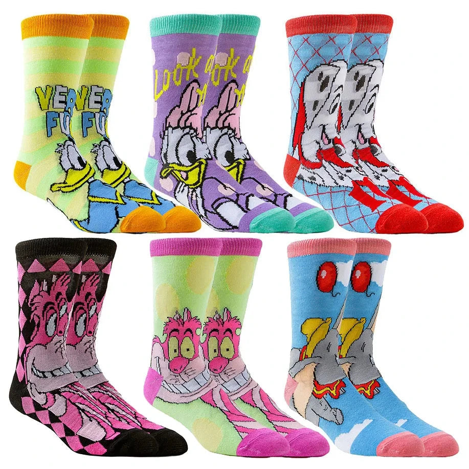 6pairs Random Color Potdemiel Disney Cartoon Anime Socks Hip GlowCart