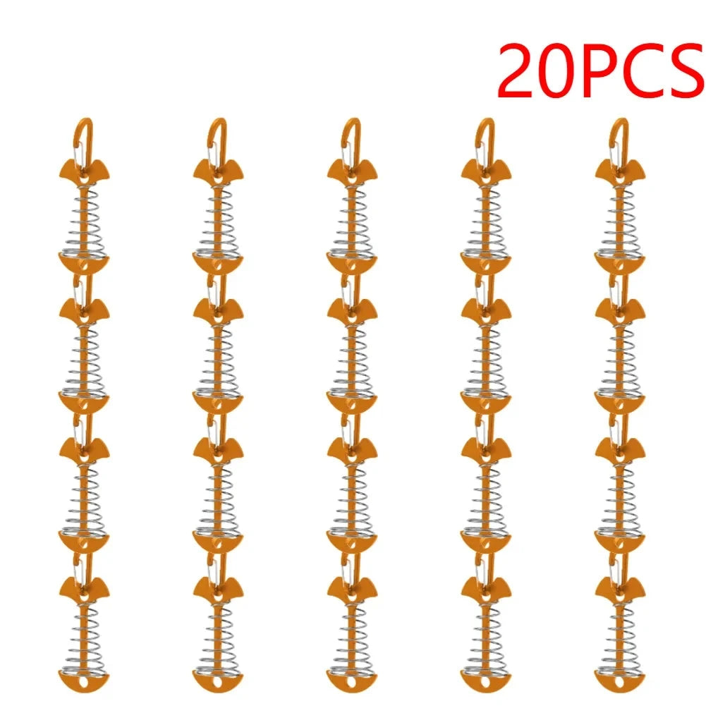 10-30pcs Deck Anchor Pegs Fishbone Tent Stakes with Spring GlowCart