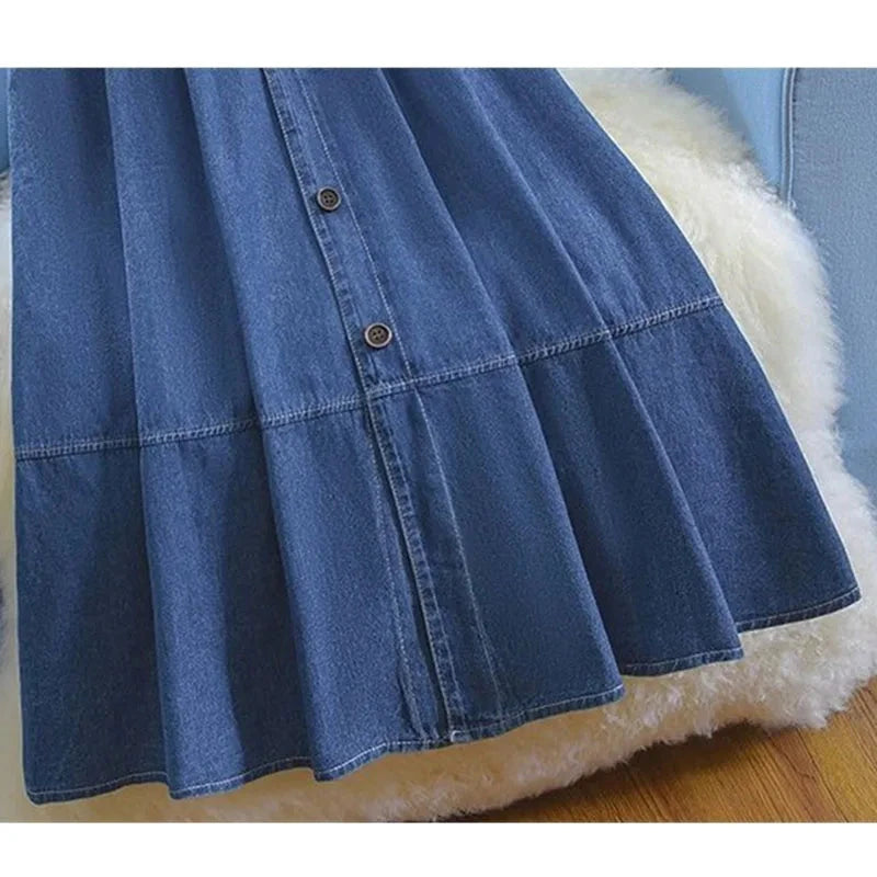 Women Large Size 5XL Cowboy Skirt Design Sense Niche Ladies Fashion Denim Maxi Skirt 2025 Feminine High Waist Jeans Long Skirts GlowCart
