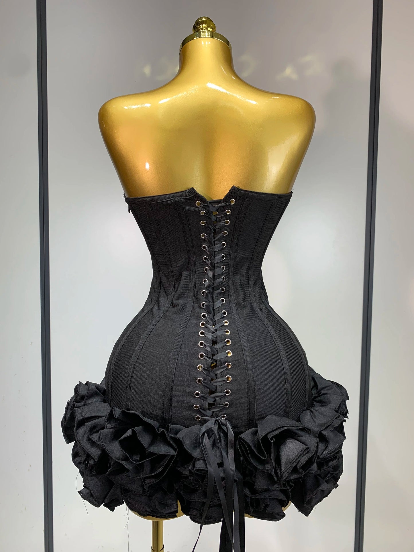 Women Evening Bandage Dress Strapless Bodycon Flowers Mini Celebrity Sexy Birthday Party Dresses Photo Shoot Nightclub Outfit GlowCart