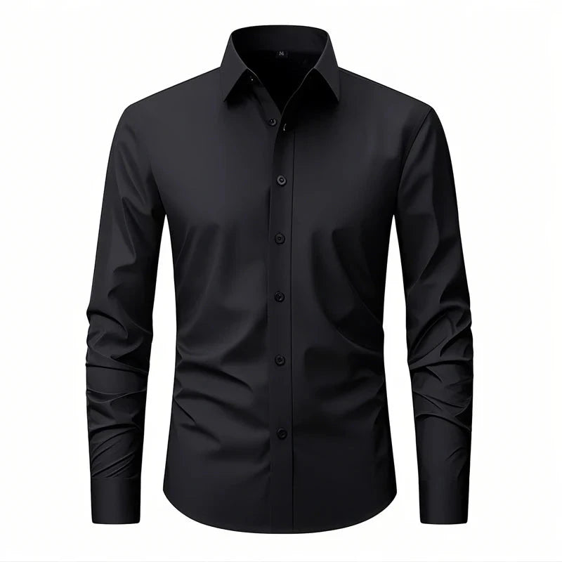US EU Size XXL Mens Business Shirt Long Sleeve Solid Color GlowCart