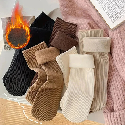 5pairs Winter Warm Solid Women Socks Thicken Thermal Socks GlowCart