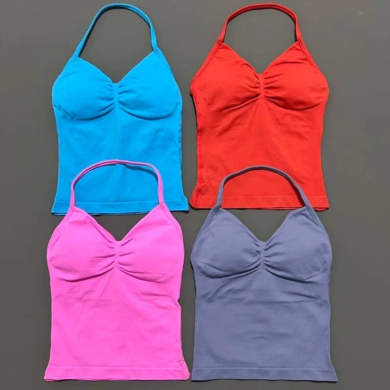 HISTELLO Impact Longline Strappy Top Sports Yoga Vest Women Fitness Tank Top Gym Beautiful Open Back Bra Running Workout Halter GlowCart
