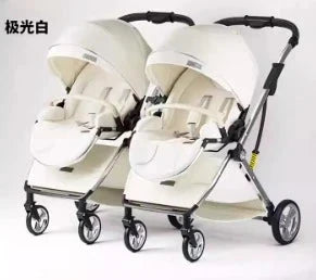 2025 New High-View Twin Stroller Lightweight Folding Stroller for Twins with Two Children, Can Sit or Lie Down GlowCart