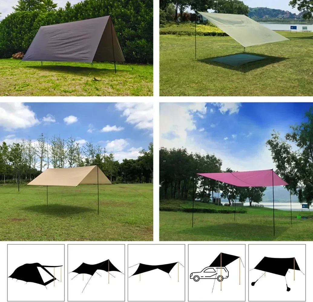 Set of 2 Tent Poles Adjustable Tarp Poles Steel Rods for Sun GlowCart