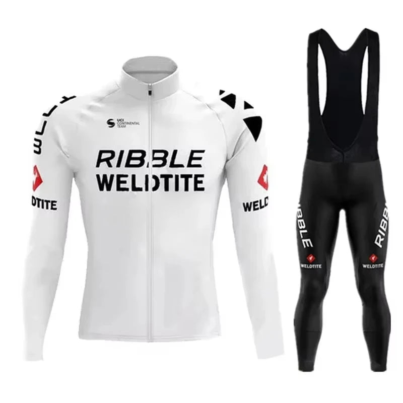 White  Cycling Jersey Set Ribble Weldtite Cycling Clothing Autumn Men Road Bike Shirt Bicycle Tights Mtb Maillot Culotte GlowCart