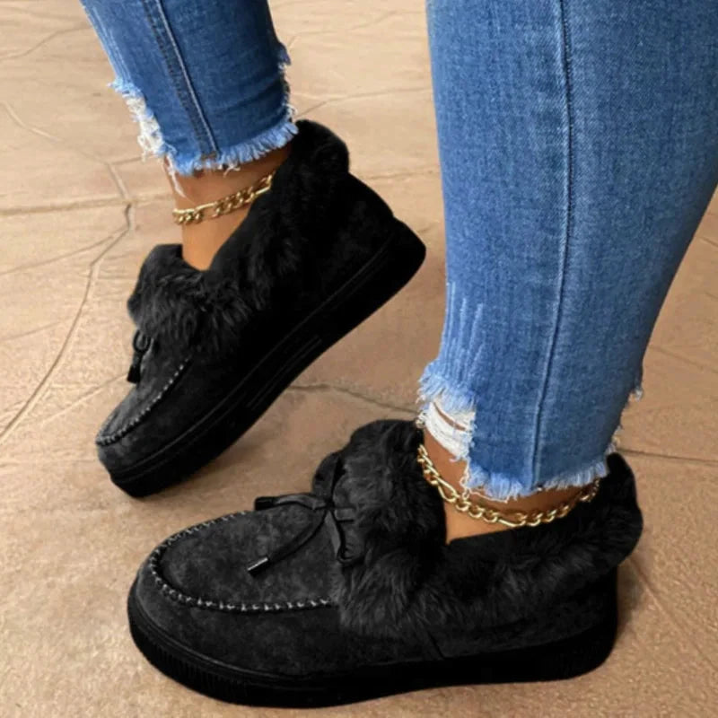 Solid Color Furry Females Feetwear Women Winter Cotton Shoes GlowCart