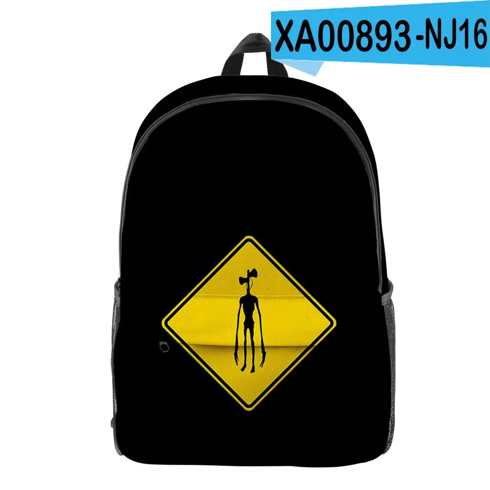 Trendy Youthful Horror Creepypasta Siren Head School Bags GlowCart