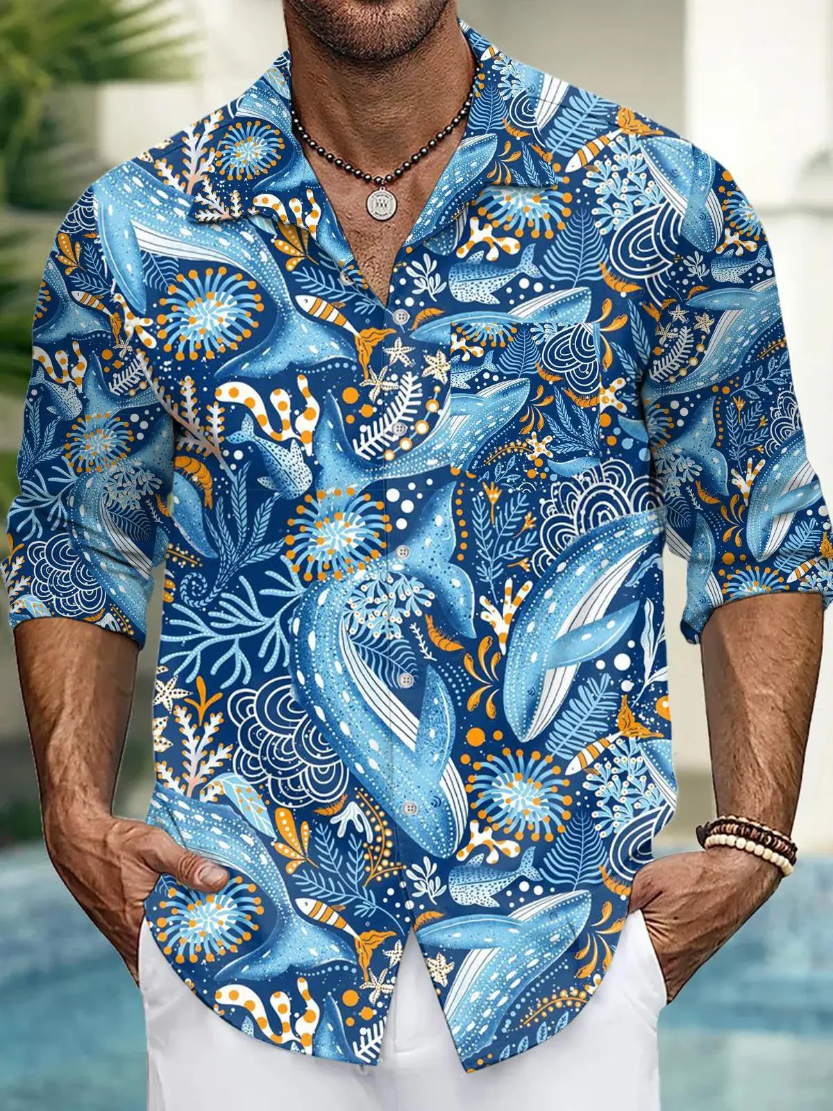 Men's shirts, button down shirts, casual shirts, spring and summer, printed long sleeves, daily, fashionable, comfortable GlowCart