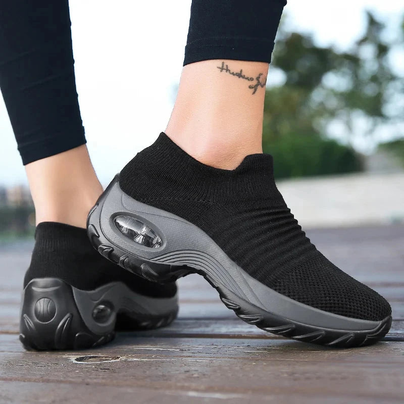Women Walking Trainers Fashion Fly Weaving Sock Sneakers GlowCart
