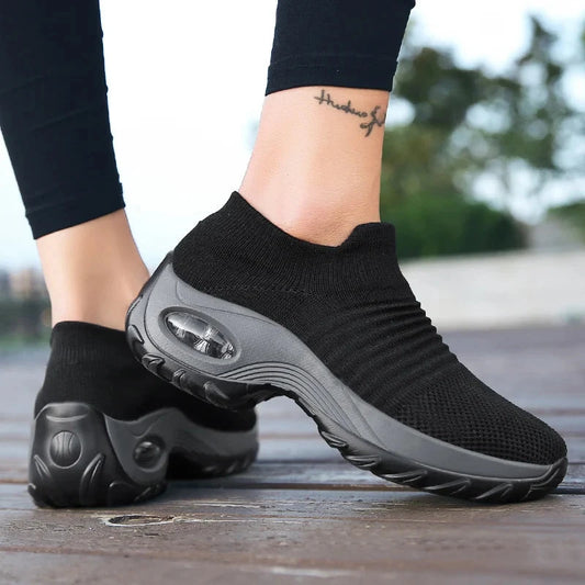 Women Walking Trainers Fashion Fly Weaving Sock Sneakers GlowCart