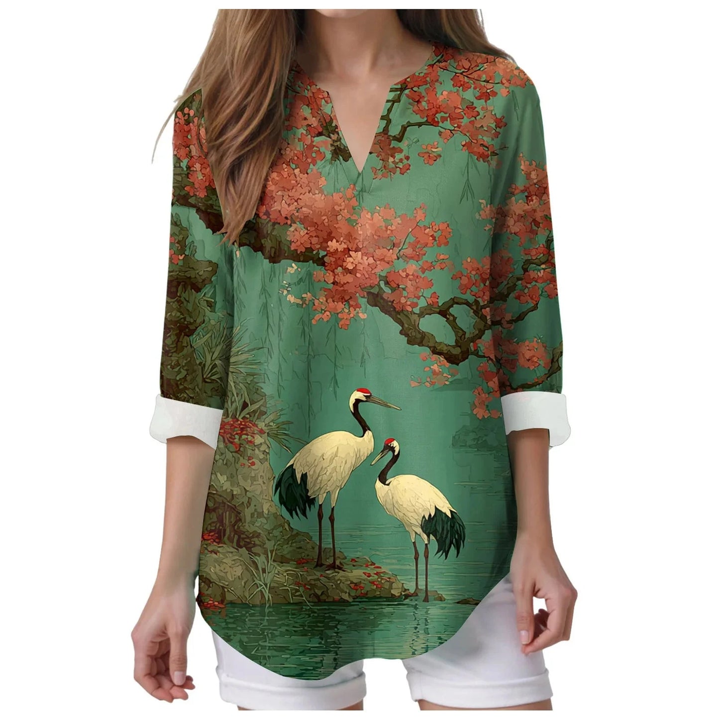 Womens Raglan Shirts 3/4 Sleeve Women Summer Light Shirt V GlowCart