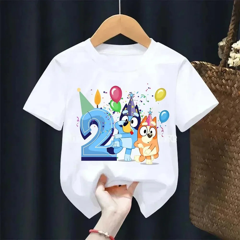 Boys Girl Summer Short Sleeve Children T-shirt Cartoon Birthday Digital Print Breathable Baby Tee Tops Y2k Kawaii Kids Clothing GlowCart