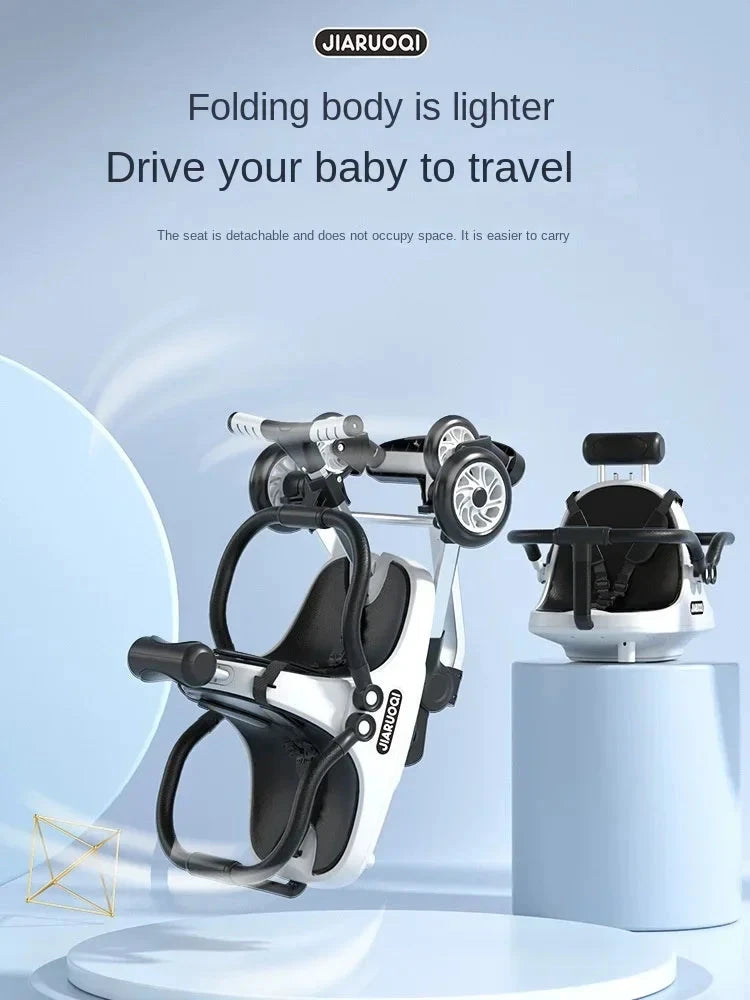 Double Baby Stroller Trolley Car Portable Folding Stroller Two Kids Child Trolley Pushchair Baby Light Stroller with Parasol GlowCart