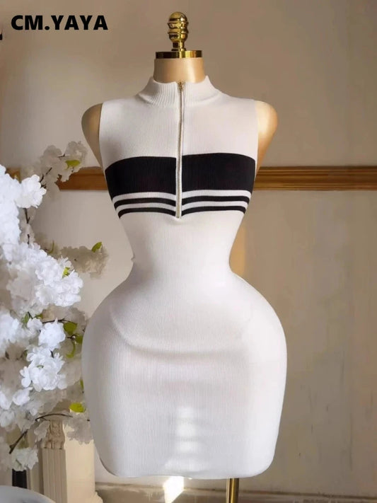 CM.YAYA Fashion Women striped knit Sleeveless Active Sporty GlowCart