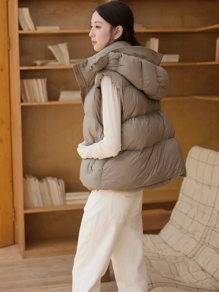 Women's Hooded Down Vest 2025 Fall/Winter Collection GlowCart