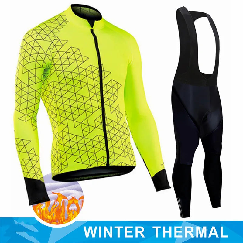 2026 New Thermal Fleece Cycling Jersey Set Winter Long Sleeve MTB Racing Bike Jersey Suit For Men Bib Pants Set Cycling Clothing GlowCart