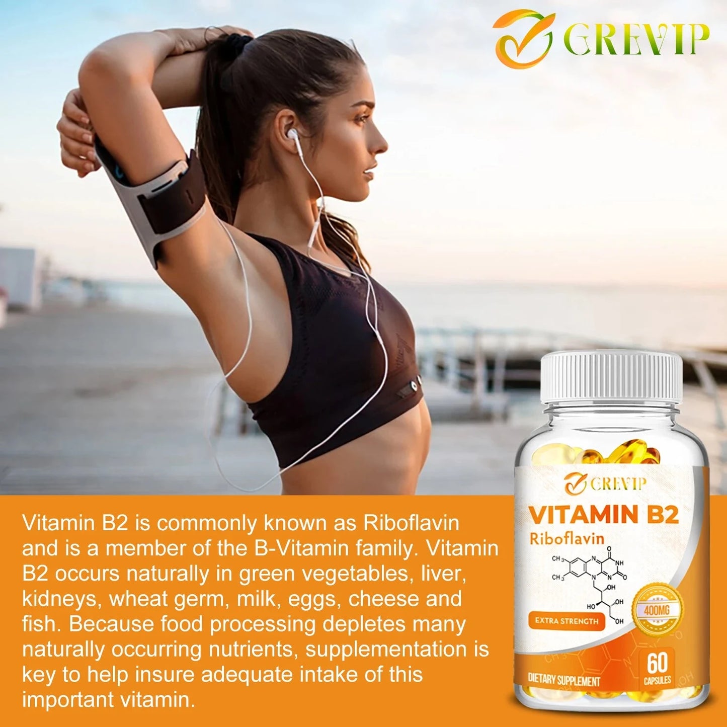Vitamin B2 400mg - Promotes Energy Production and GlowCart