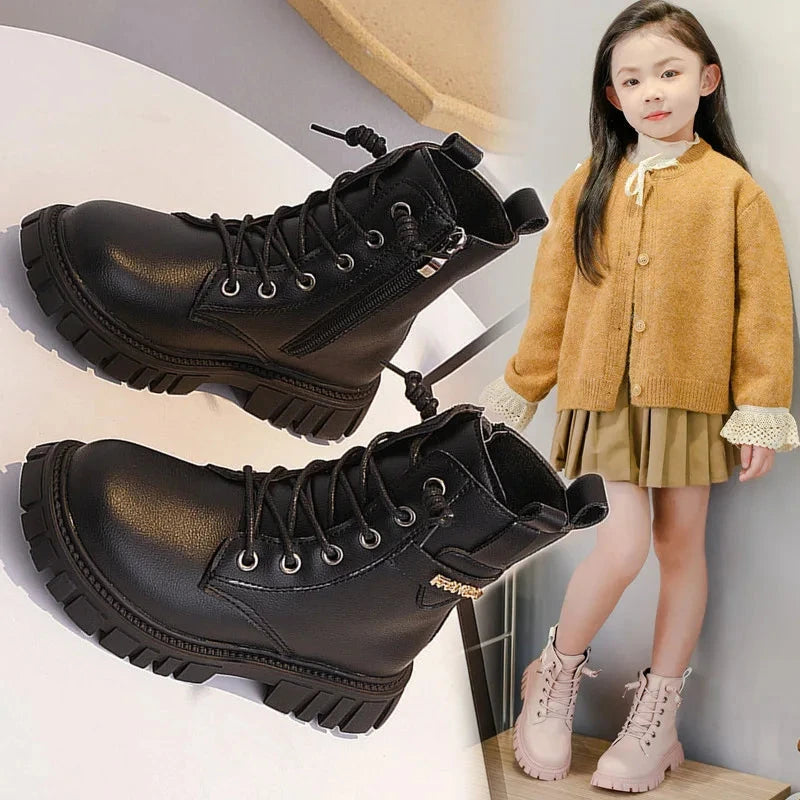 Winter Children Fashion Boots New Autumn Girls Ankle Boots Non-slip Casual Kids School Shoe PU Leather Boys Warm Booties GlowCart
