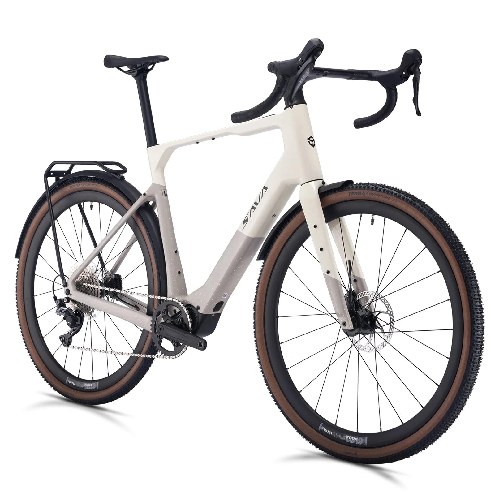 SAVA E-BIKE carbon fiber gravel bike electric assist bicycle equipped with SHIMAN0 GRX ST-RX600 kit GlowCart